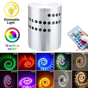 3W RGB Wireless LED Wall Light Spiral Hole Wall Lamp Indoor Fixture Sconce AU