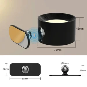360° Rotatable LED Wall Lights Magnetic Rechargeable Sconce Button Control FDGV