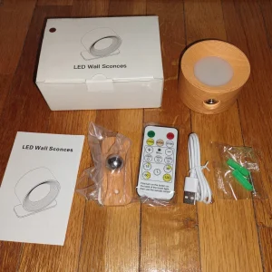 Rechargeable LED Magnetic Wall Sconce Wood Grain - Wireless Lamp with Remote