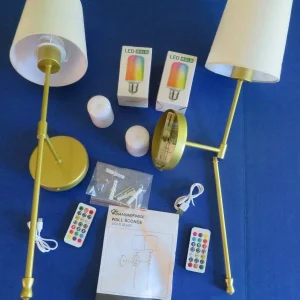 NEW Wireless Pair WALL LIGHTS Sconce Rechargeable Magnetic Bulbs Lamp Remote