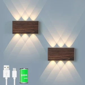 2Pcs LED Magnetic Wall Sconce Lights 5000mAh Wireless USB Rechargeable Dimmable