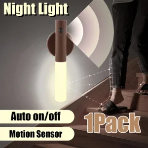 US Magnetic Walnut Wooden Wireless SMART NIGHT LIGHT PIR Motion Sensor Wall Lamp